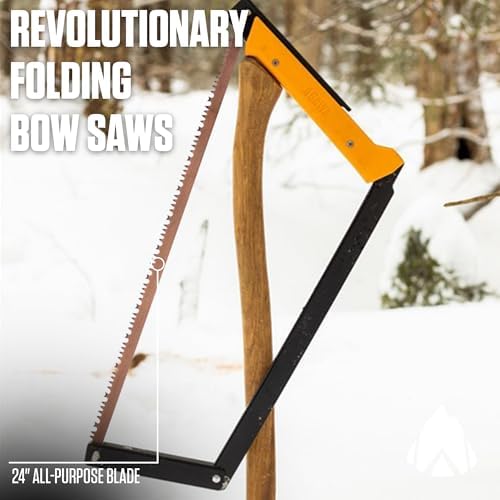 AGAWA - BOREAL24-24 Inch Folding Saw with All-Purpose Saw Blade - Camping Gear For Hiking, Fishing, Hunting, Bushcraft & Survival Kit (Black Frame/Yellow Handle)