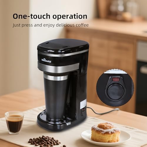 Single Serve Coffee Maker, 15oz Portable One Cup Coffee Brewer