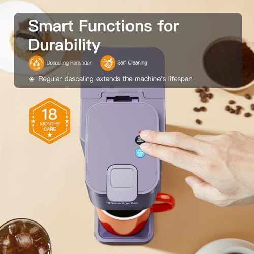 Tastyle Mini Single Serve Hot and Iced Coffee Maker for K Cup and Ground