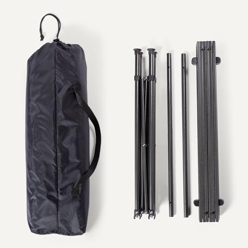Amazon Basics Portable Camping Table, Outdoor Folding Table with Aluminum Roll-Up Top, Steel Frame, 27.6 x 27.6 x 27.6 Inches, Black