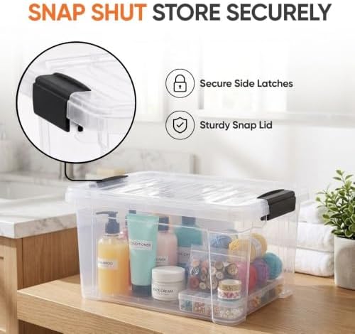Superio 6.6 Quart Clear Plastic Storage Boxes with Lids, Stackable Organizer Containers, BPA-Free Storage Bins for Home, Office, School & Dorm, 1 Pack