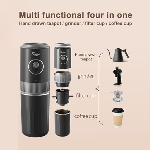Portable All-in-One American Coffee Maker, Burr Electric Grinder
