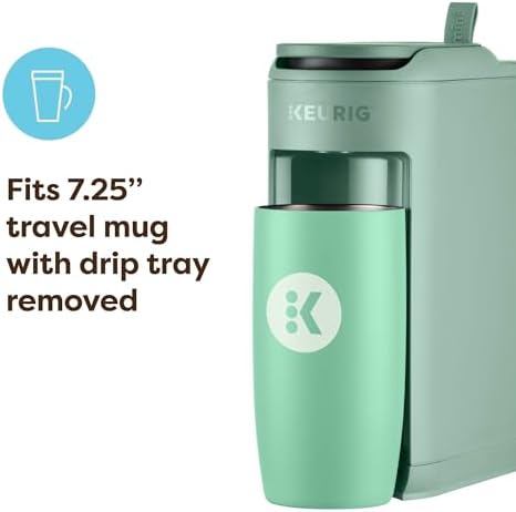 Keurig K-Mini Mate Single Serve K-Cup Pod Coffee Maker, Brews Up to 12 oz Cup, Compact Portable Coffee Machine for Small Spaces, Great for Dorms & Offices, Glamping Green