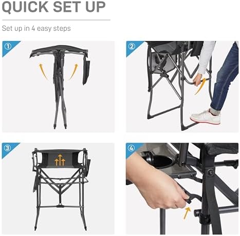 EVER ADVANCED Portable 30.7" Seat Height Tall Camping Directors Chair