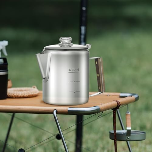 Coffee Percolator with 100pcs Coffee Filters - 6 Cups | Durable Stainless Steel Material Camping Coffee Pot| Brew Coffee On Fire, Grill or Stovetop | Ideal for Home, Camping