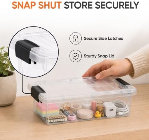 Superio 2.3 Quart Clear Plastic Storage Containers with Lids, Stackable Organizer Bins, BPA-Free Storage Boxes for Home, Office, Dorm & Classroom, 5 Pack