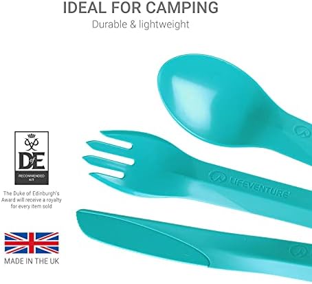 Lifeventure Ellipse Plastic 4-Piece Tableware Set: Knife/Fork/Spoon, Plate, Bowl, Mug for Camping, Travel & Outdoor