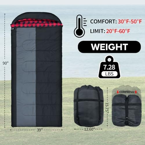 0 Degree Sleeping Bags Waterproof for Adults, Cold Weather Machine Washable Sleeping Bag with Compression Sack for 3-4 Season Camping Outdoor