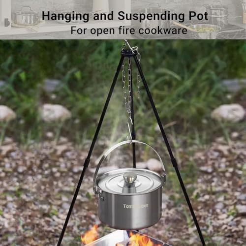 Camping Cookware Set 304 Stainless Steel Cooking Pots Pan Set with Travel Tote Bag for Camping Outdoor Kitchen Cooking Picnic for 4-6