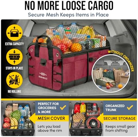 5-Section Modular Extra Large Trunk Organizer System, Cherry Red