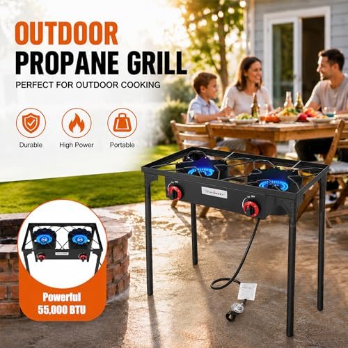 Vivicreate Low Pressure Propane Gas Outdoor Camping BBQ Grill Stove Burner Estufas de Gas para Cocinar Afuera Es gas propano Regulator automatic ignition