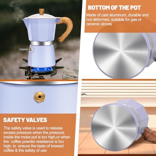 9 Cup Aluminum Espresso Stovetop Moka Pot Express Coffee Maker Percolator Italian Classic Mocha Coffee Machine for Italian and Cuban Cafe Brewing for Home & Camping 450ml 15oz