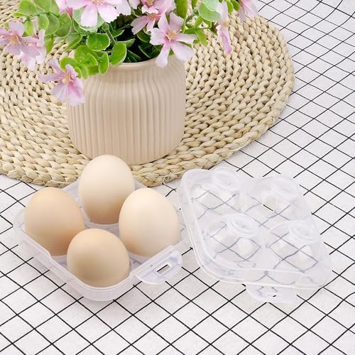 4 Girds E Holder Conggtainer, Plastic Egg Storage Box Shockproof Protection, Portable Egg Tray Carriage Dispenser for Refrigerator Camping Picnic Travel Kitchen Outdoor (Transparent 2 Pcs)