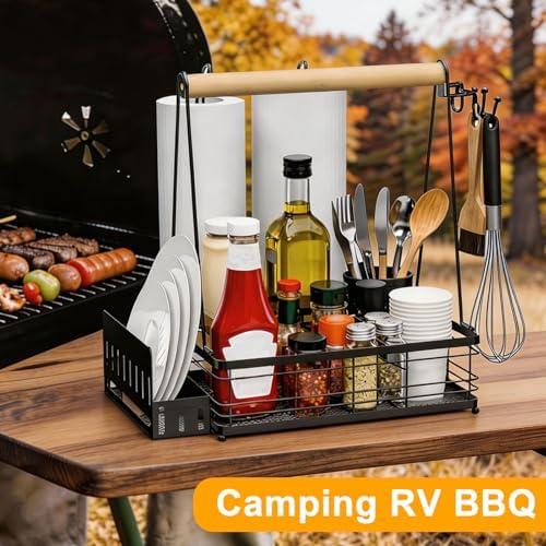 Grill Caddy BBQ for Outdoor Grill with 2 Paper Towel Holders