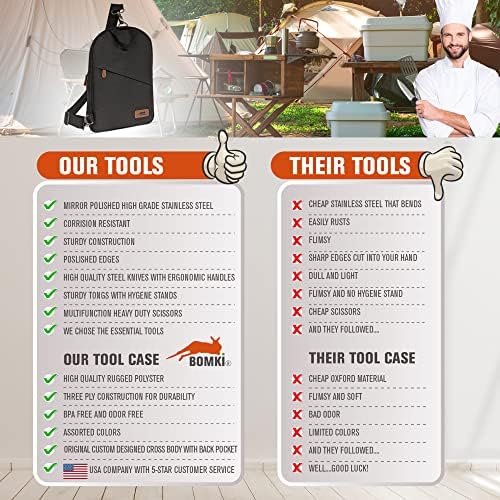 BOMKI Grilling and Camping Cooking Utensils Set for The Outdoors BBQ - Camping Utensil Set Camping Kitchen Set Cookware Accessories with Case Camping Essentials Camping Stuff Camp Cooking Set