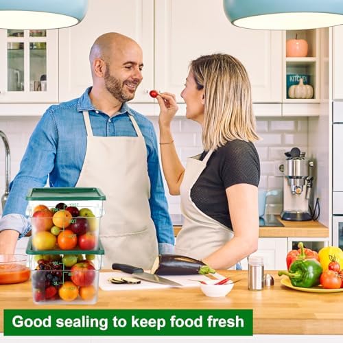 FoldTier 2 Pcs Square Food Storage Containers, Green, 12 Qt