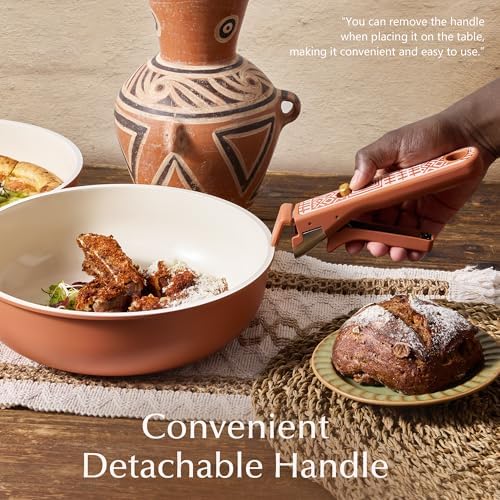 CAROTE 21pcs Ceramic Cookware Set, Pots and Pans Set with Detachable Handle