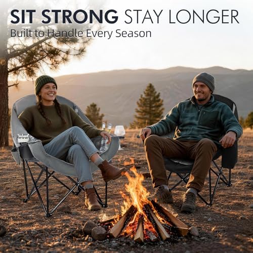 Oversized Camping Chair for Adults 2 Pack - Heavy Duty Outdoor Padded Chair