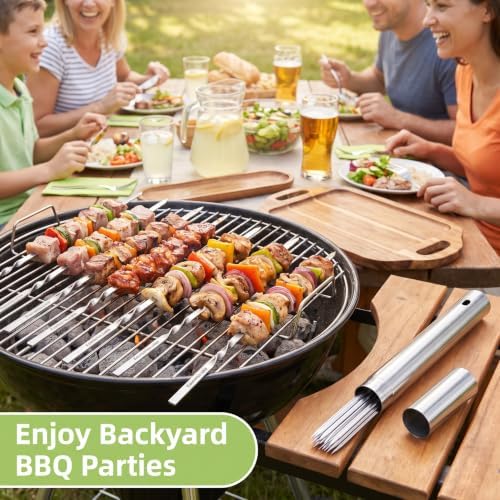 25 Pack Flat Non-Slip Stainless Steel Skewers