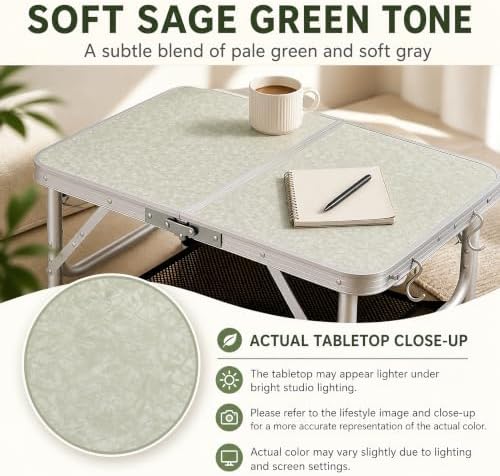 Folding Table Small, 24"Lx 16"W Aluminum Camp Table with Adjustable Height