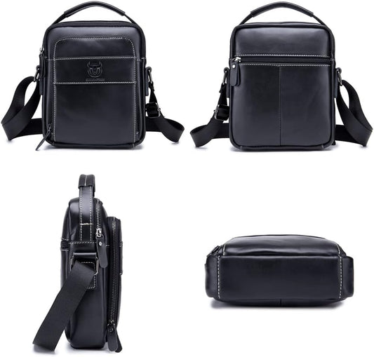 KPYWZER Genuine Leather Shoulder Bag Small Men Messenger Pack Handbag Sling Crossbody Bag Man Purse for Business