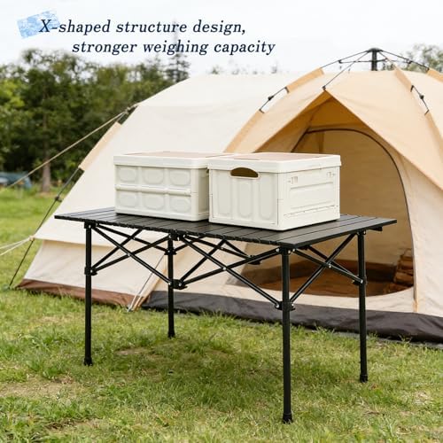 Camping Table with 4 Chairs, Portable Folding Picnic Table Set