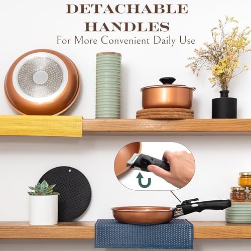 Moss & Stone 7-Piece Nonstick Pots and Pans Set, Removable Handle Cookware