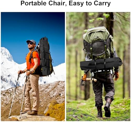 Folding Camping Collapsible Chairs Heavy Duty Lawn Chair with Cooler Bag, Storage Pocket, Waterproof Bag Outdoor Arm Chair, Supports 225LBS, Black