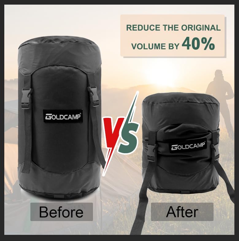 Outdoor Storage Stuff Sacks, Camping Gear Organizer (Black, L)