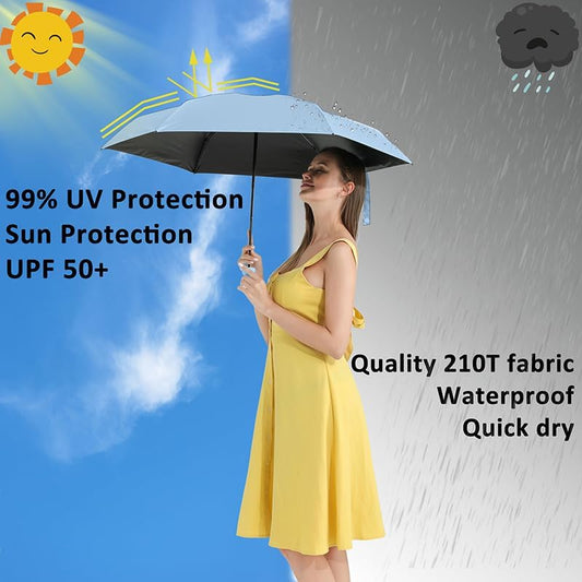 BAODINI Travel Mini Umbrella for Purse With Case Small Compact UV Sun Protection Sun Lightweight Tiny Pocket Umbrella for Women Kids and Men