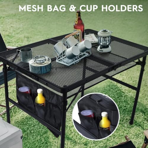 WildFinder Folding Grill Table, 3x2 FT Portable Camping Table, Foldable