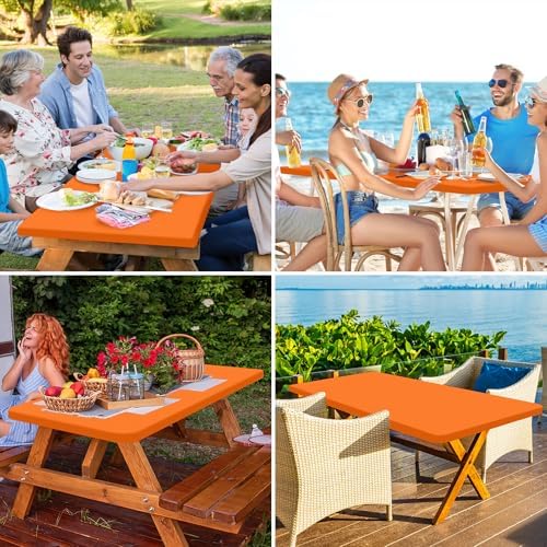homing Rectangle Table Cloth Cover 6 Foot Orange Elastic Fitted Tablecloth