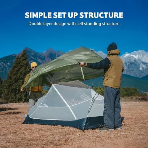 Naturehike Mongar Upgraded 1/2/3 Person Backpacking Tent,Waterproof Lightweight Camping Tent with Footprint