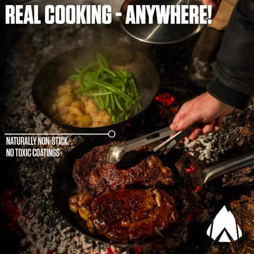 AGAWA CARBONTRAIL12 Adventure Cook Set | Nitrided Carbon Steel Camping Cookware with Removable Handles & Cordura Storage Case | Lightweight Outdoor Cook Set for Camping, Open Fire Cooking