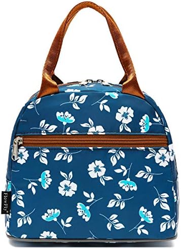 FlowFly Insulated Lunch Cooler Bag - Tote Bag Organizer for Women/Men, Floral#White