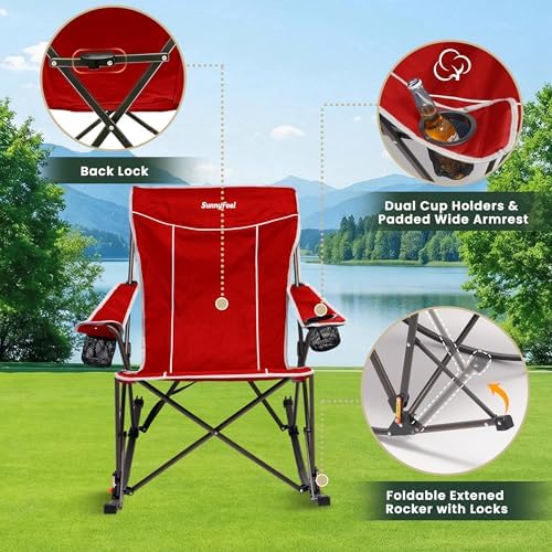 SUNNYFEEL 2 Pack Oversized Folding Rocking Camping Chair 500lbs
