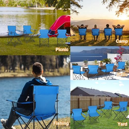 HaSteeL Camping Chairs, 4Pcs Oversized Folding Lawn Chairs for Adults