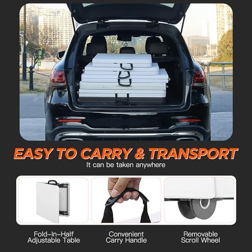 BestOffice | 8FT Folding Table | White | Portable Plastic Table