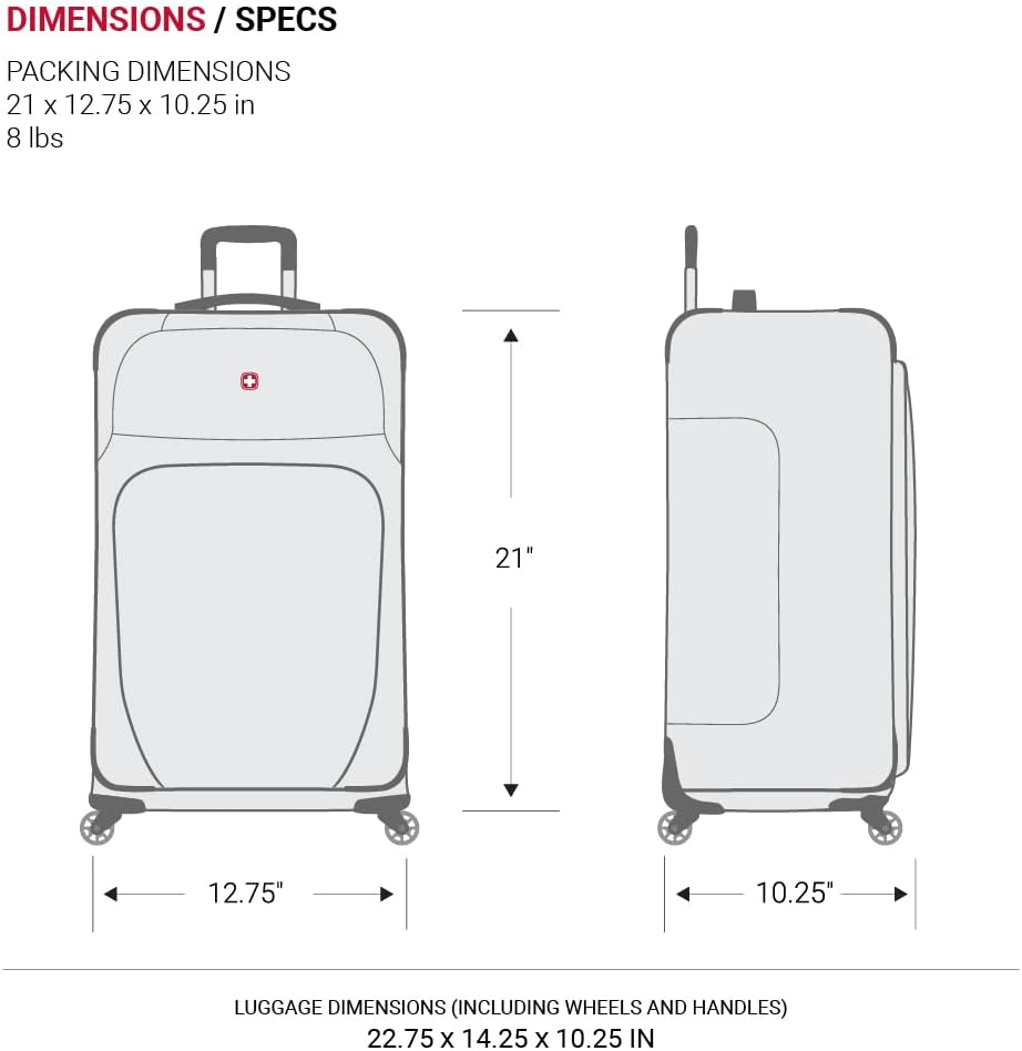 SwissGear Sion Softside Expandable Luggage, Evergreen, 3-Piece Set (21/25/29)