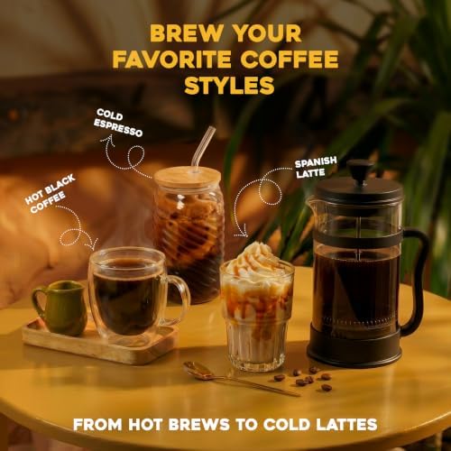 Utopia Kitchen Borosilicate Glass French Press Coffee Maker 34 Oz, Black