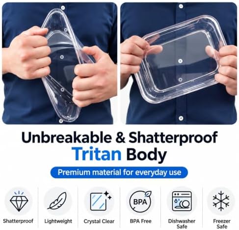 Lustroware 3 Set, Micro Clear Kitchen Pantry Food Storage Container Set with Lid, Shatterproof, BPA Free, Dishwasher, Microwave Safe Canister, Fridge Refrigerator Organizer (1.0qt / 1.4qt / 2.3qt)