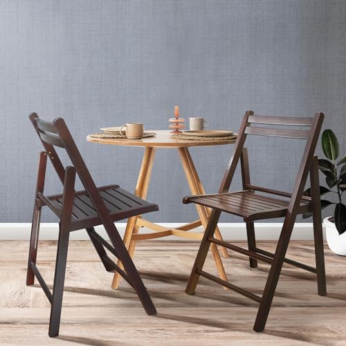 Casual Home Wooden Folding Chairs 2-Pcs Set - Espresso