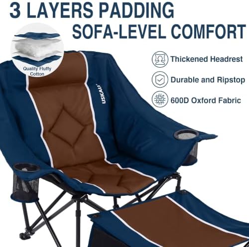 Oversized Camping Chair with Foot Rest, Heavy Duty 400 lbs