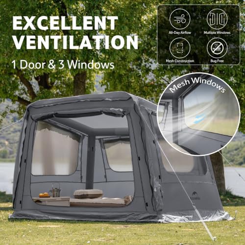 Naturehike Gen Air FL Inflatable Tent 2-4 Person, Easy Setup Blow up Tents with Pump, Waterproof 210D Oxford Fabric & Mesh Windows Tent for Outdoor Family Camping & Glamping