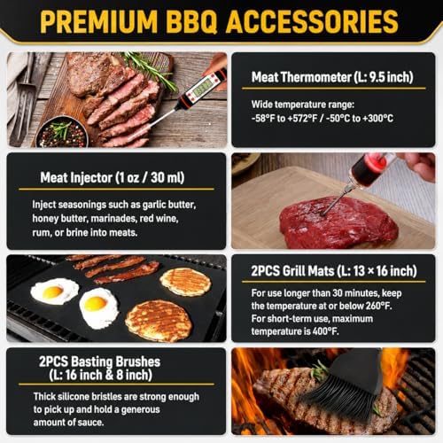 TAIMASI 34Pcs Heavy Duty Grill Accessories Grilling Gifts for Men