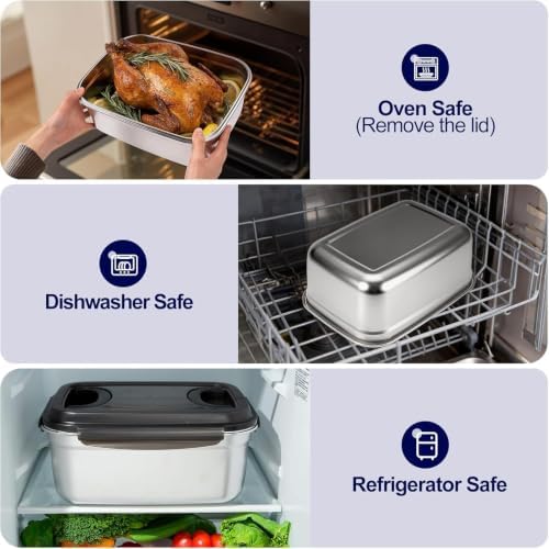 QCQHDU Kimchi Containers, Stainless Steel Food Storage Containers with Lids
