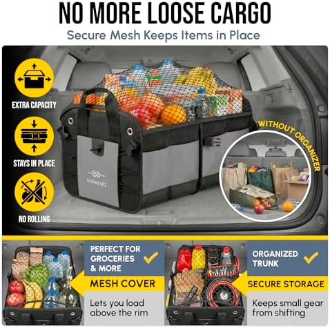 Large Car Trunk Organizer, Modular & Collapsible, Gray