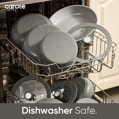 CAROTE 27pcs Ceramic Cookware Set, Pots and Pans Set with Detachable Handle