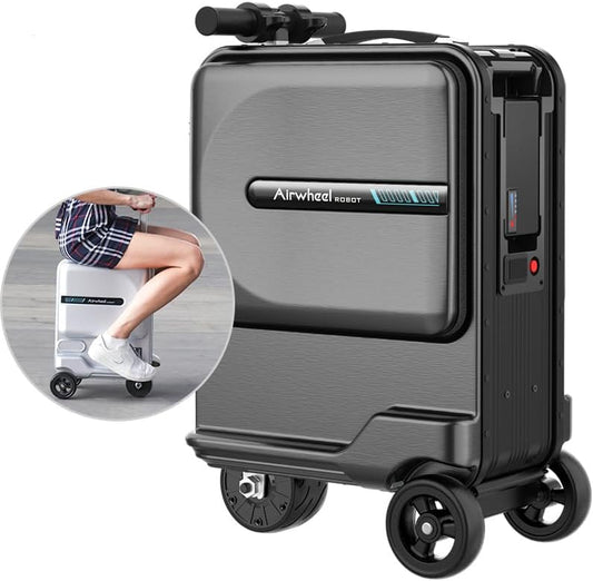 Airwheel 20 Inch Smart Rideable Suitcase Electric Luggage Scooter Carry On Luggage (black)