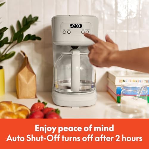 bella 12-Cup Programmable Coffee Maker with No-Drip Glass Carafe, Oatmilk